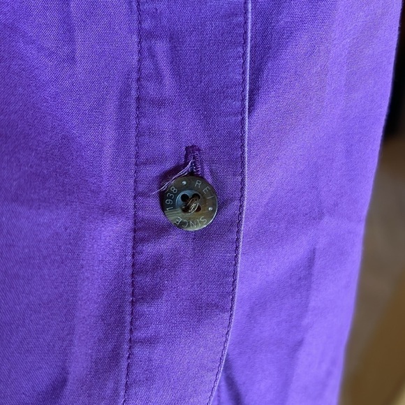 Vintage REI 100% Cotton Purple Button Down Short Sleeve Outdoor Top Size Large - Picture 4 of 5
